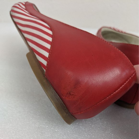 Brooks Brothers Red White Striped Leather Flats 8.5 Cute Date - Picture 7 of 10